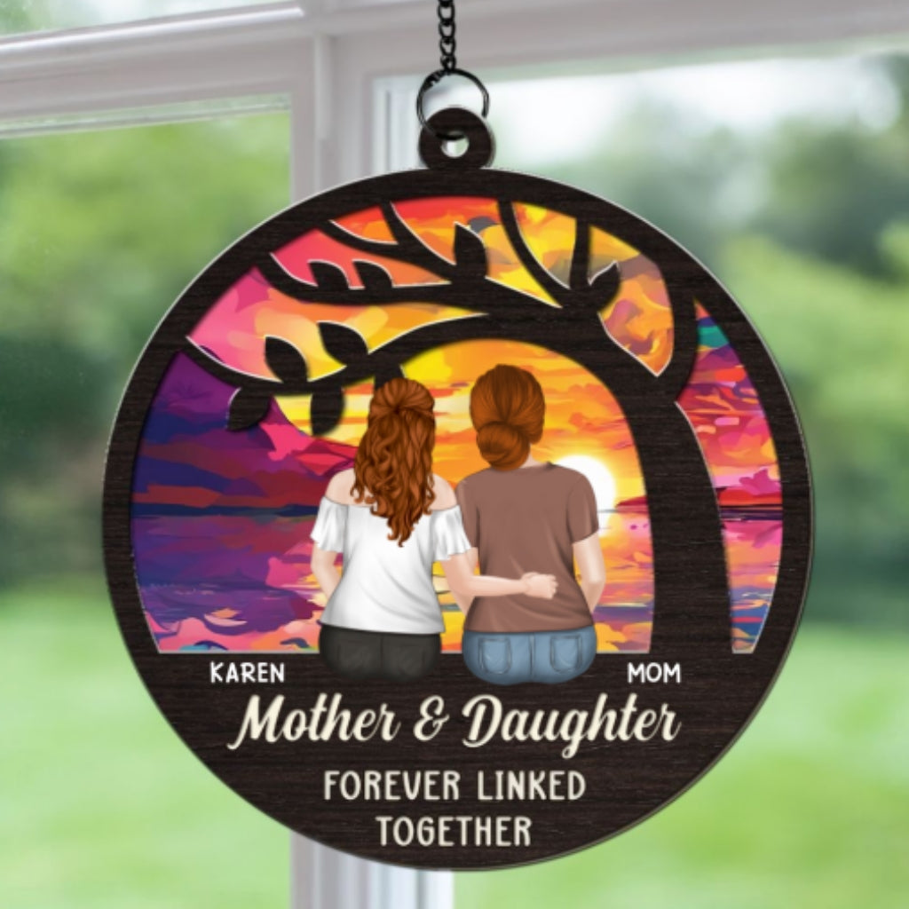 Custom Hanging Decor for Mom Daughter, Mother's Day Birthday Gifts • The Love Between Us - Personalized Suncatcher
