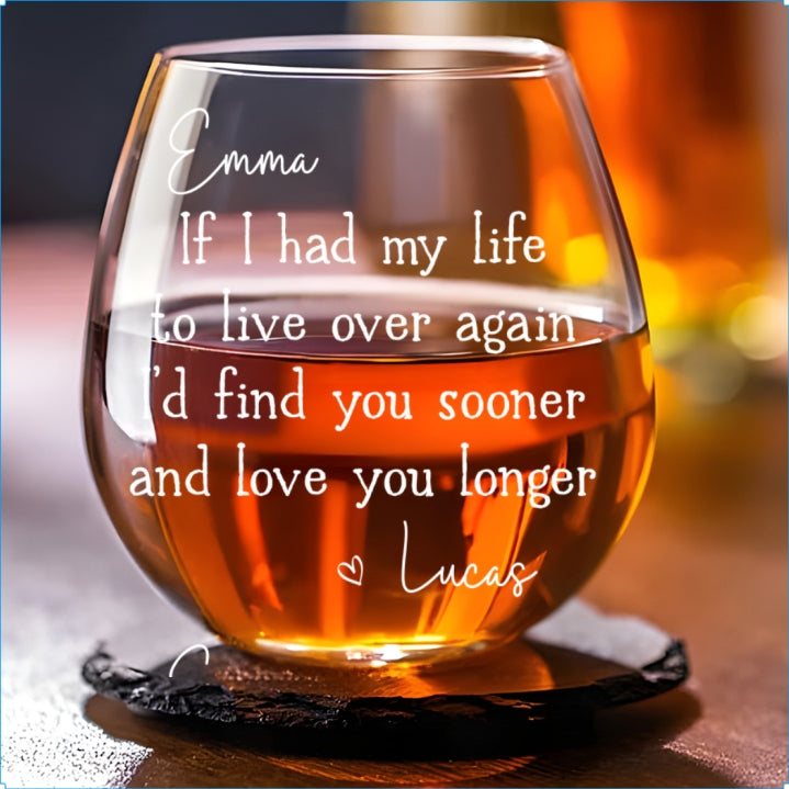 Love You Longer - Personalized Wine Glass