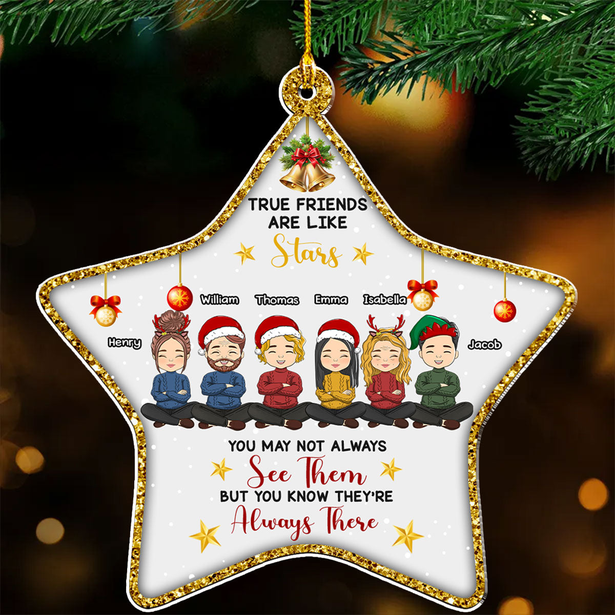 Custom Friendship Christmas Ornament, Best Friend Gift •  True Friends Are Like Stars - Personalized Acrylic Ornament