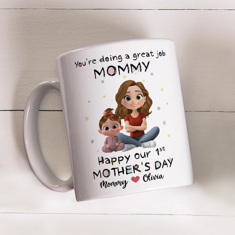 Custom First Mother's Day, Christmas Gift for New Mom • Mommy And Kid - Personalized Coffee Mug