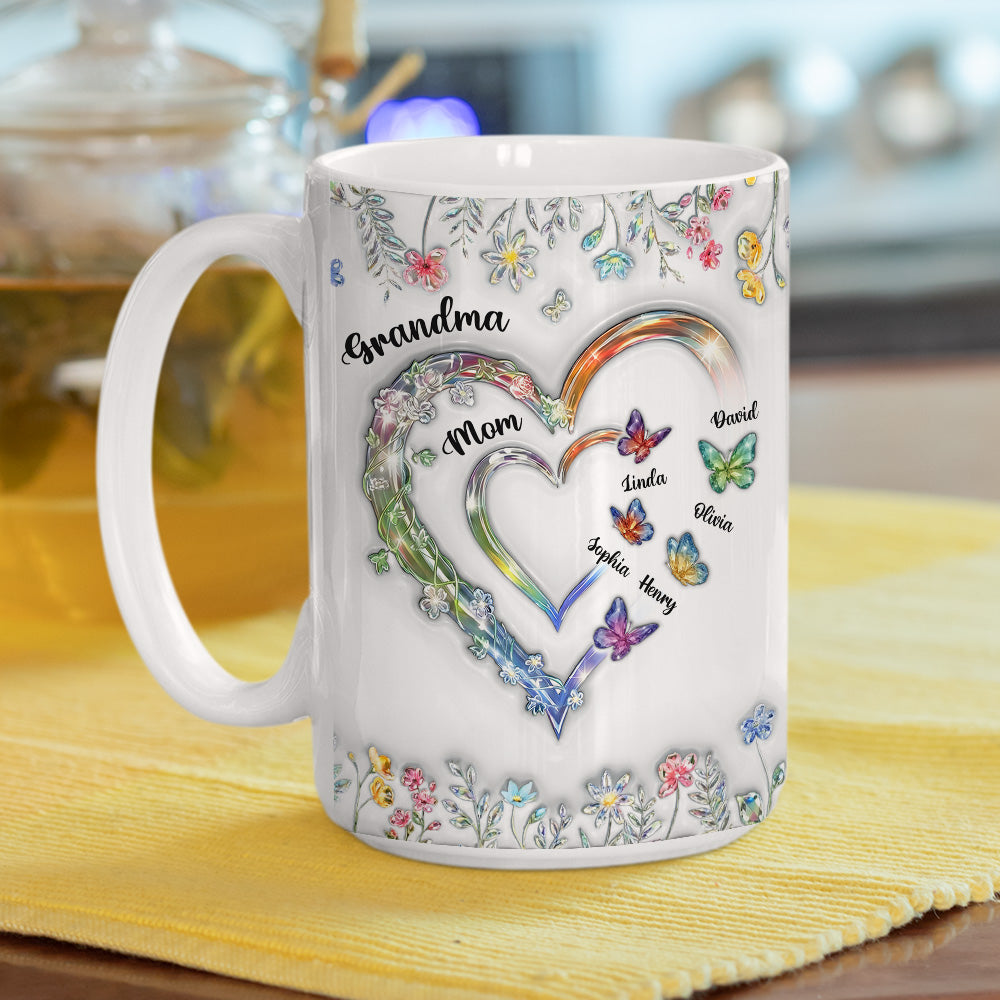 Custom Mother's Day Gift for Mom & Grandma • Grandma Heart - Personalized 3D Inflated Effect Mug