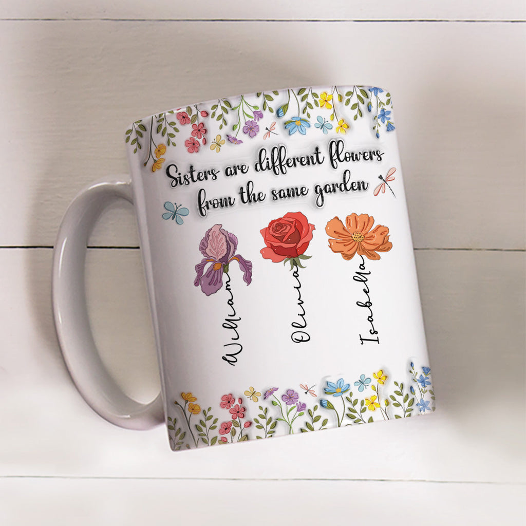 Custom Best Friend, Christmas & Birthday Friendship Keepsake Gift • Different Flowers From The Same Garden - Personalized 3D Inflated Effect Mug