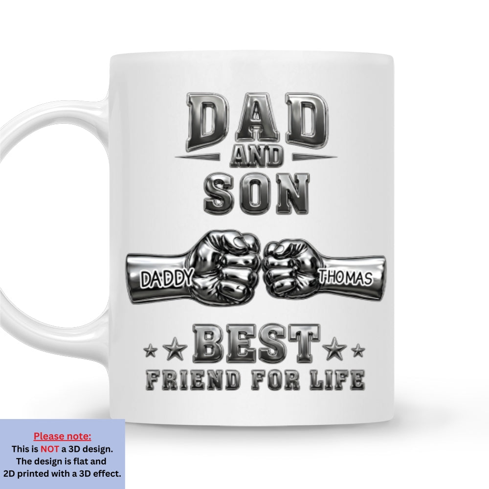 Custom Father's Day Gift For Son • Best Friend For Life - Personalized 3D Effect Coffee Mug