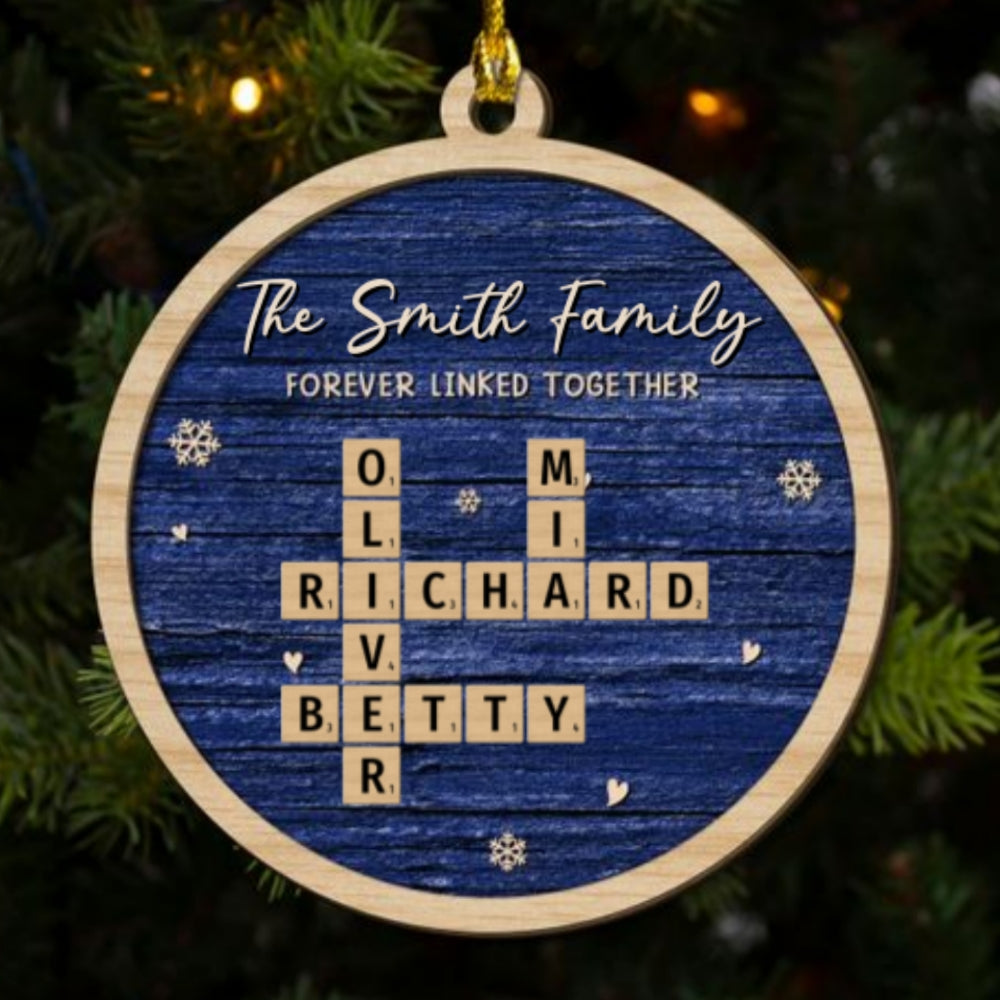 Custom Family Ornament, Christmas Gift for Family Members •  Family Is Forever Linked Love - Personalized 2-Layered Wood Ornament