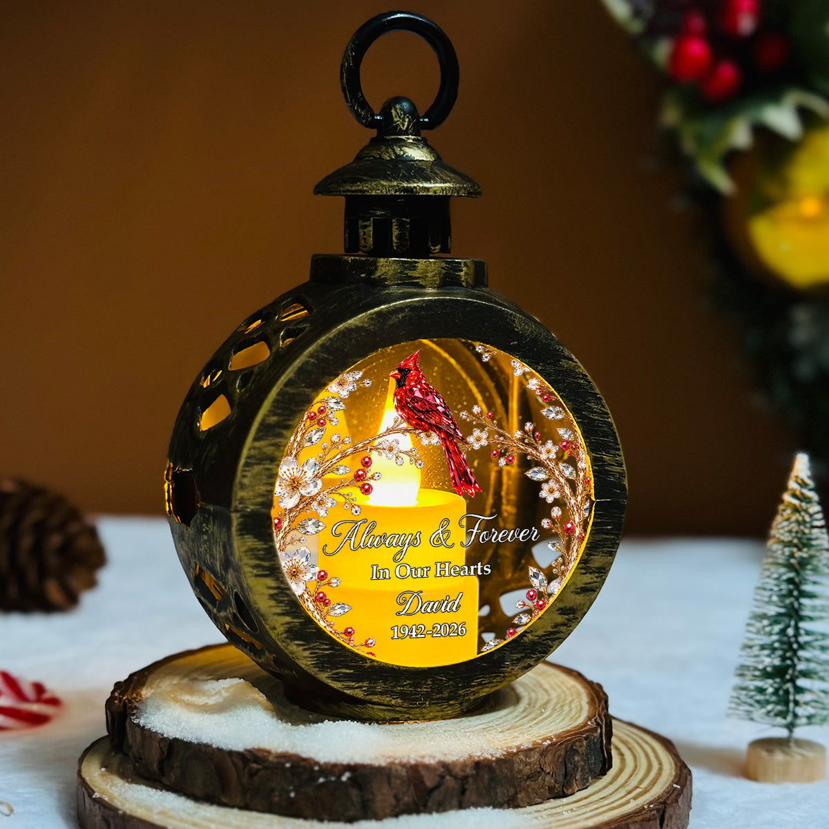 Custom Christmas Gifts for Loved Ones, Family Keepsake • Held In Memory - Personalized Christmas Lantern