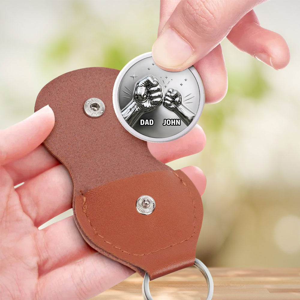 Custom Coin Keychain for Son, Father's Day Birthday Gifts • Reach For The Skies - Personalized Pocket Hug