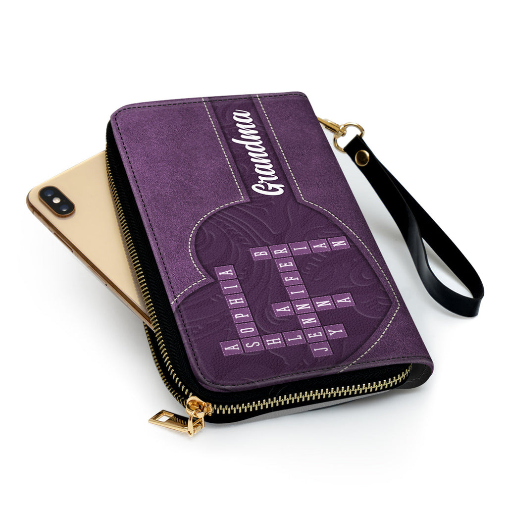 Love My Grandkids Crossword - Personalized Leather Wallet