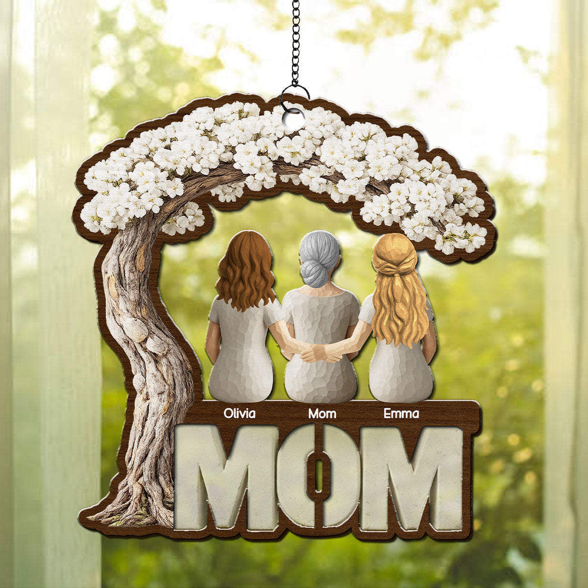Custom Hanging Decor for Mom Daughter, Mother's Day Gifts • Mom Daughters Sons - Personalized Suncatcher