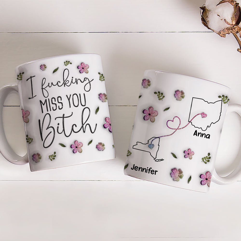 Custom Best Friend, Christmas & Birthday Friendship Keepsake Gift • I Miss You My Bestie Version 2 - Personalized 3D Inflated Effect Mug