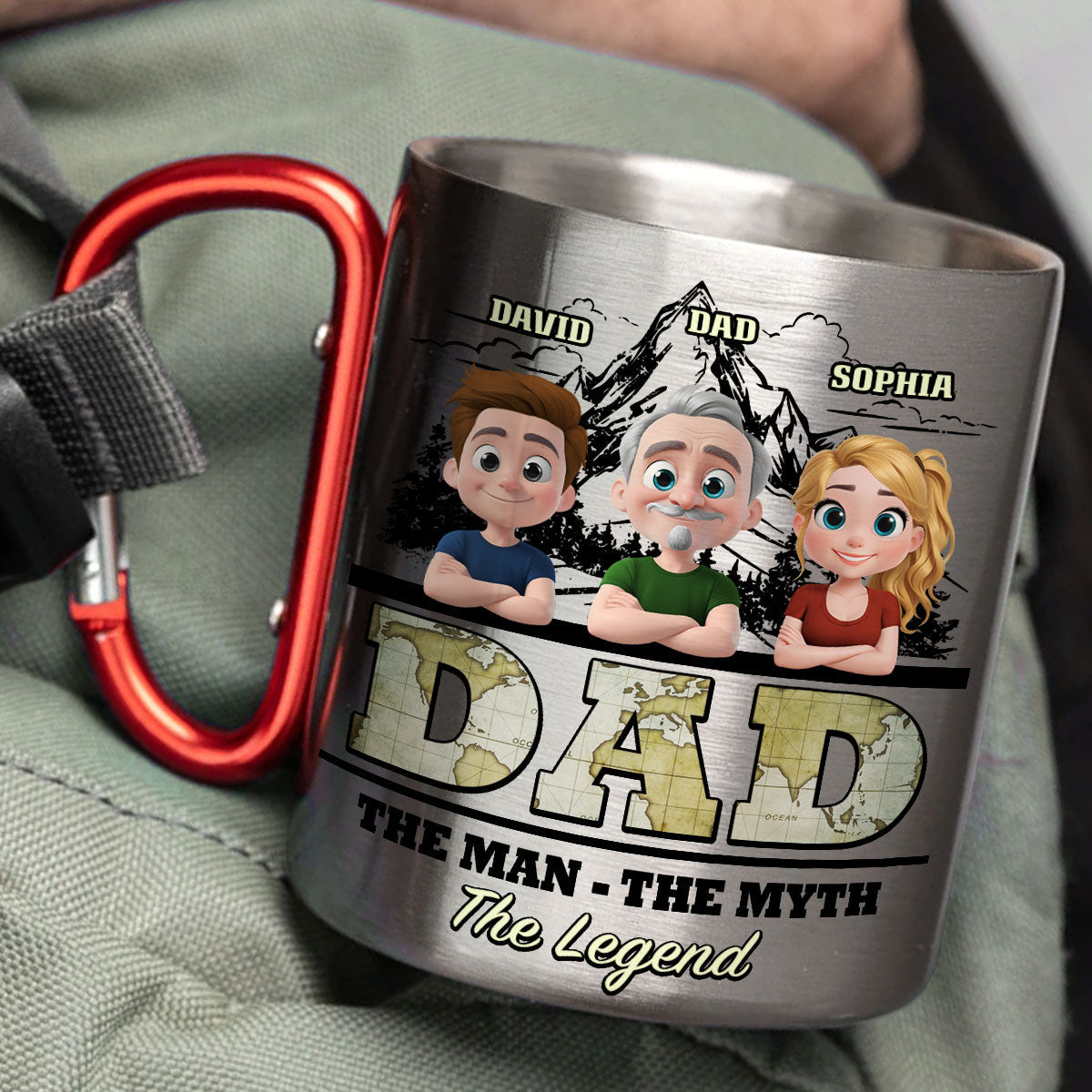 Custom Father's Day, Special Gift for Dad & Grandpa • The Man The Myth The Legend - Personalized Carabiner Mug