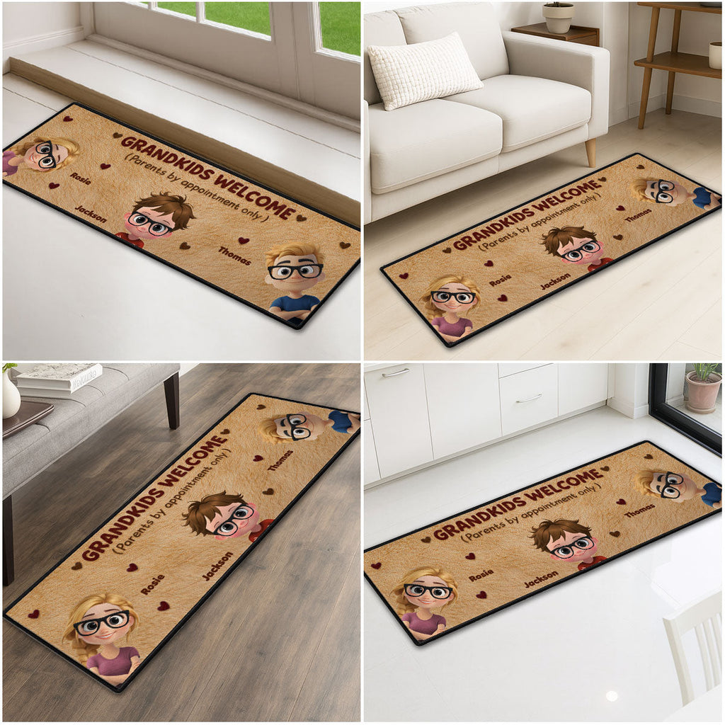 Custom Family Name Rug, Housewarming Birthday Gift For Family Members • Grandkids Welcome - Personalized Runner Rug