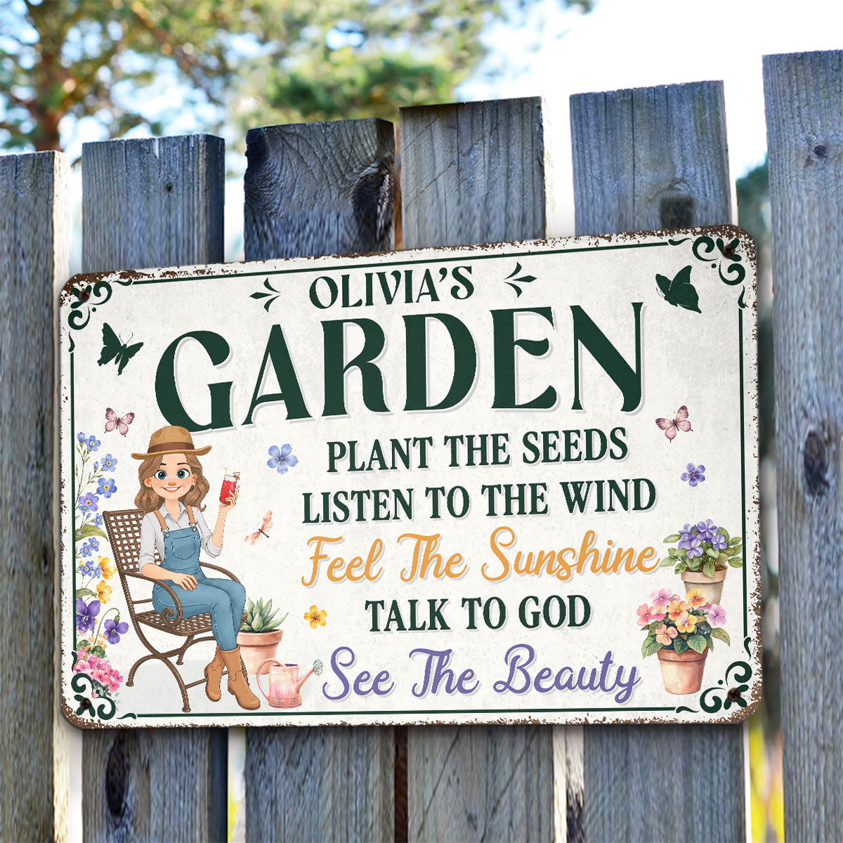 Custom Home Garden Sign, Outdoor Yard & Lawn Decor • Plant The Seeds Garden - Personalized Metal Sign