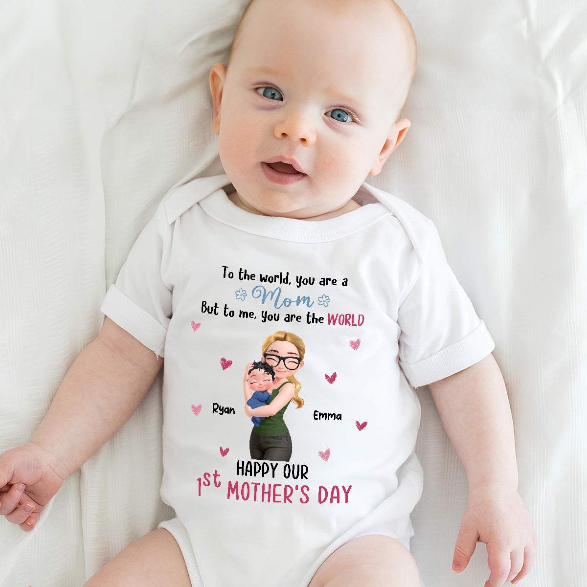You Are The World Mom - Personalized Baby Onesie