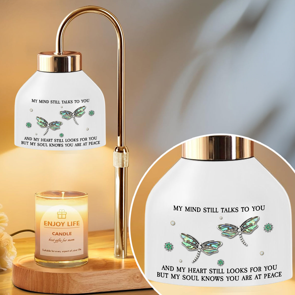 Dragonfly My Mind My Heart My Soul - Personalized Candle Warmer Lamp