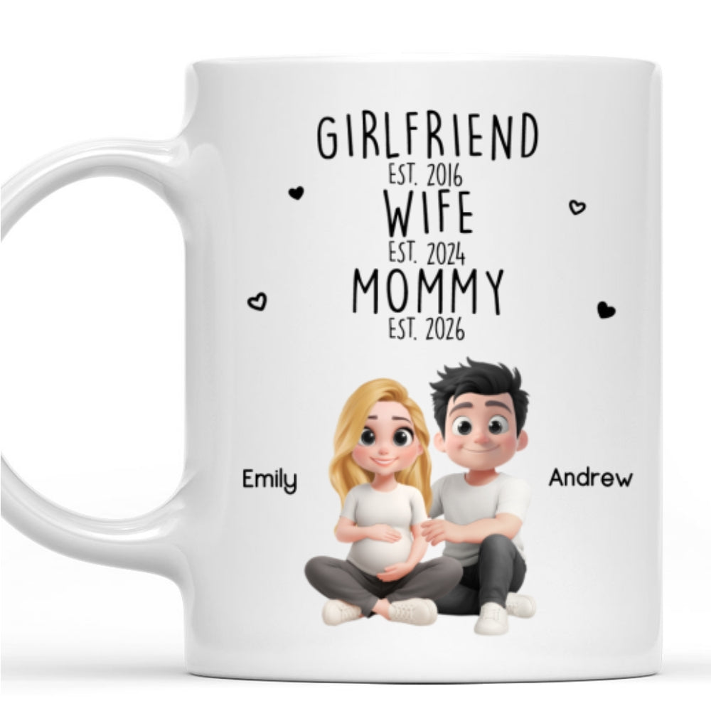 Custom First Mother's Day, Christmas Gift for New Mom • Girlfriend Wife Mommy - Personalized Coffee Mug