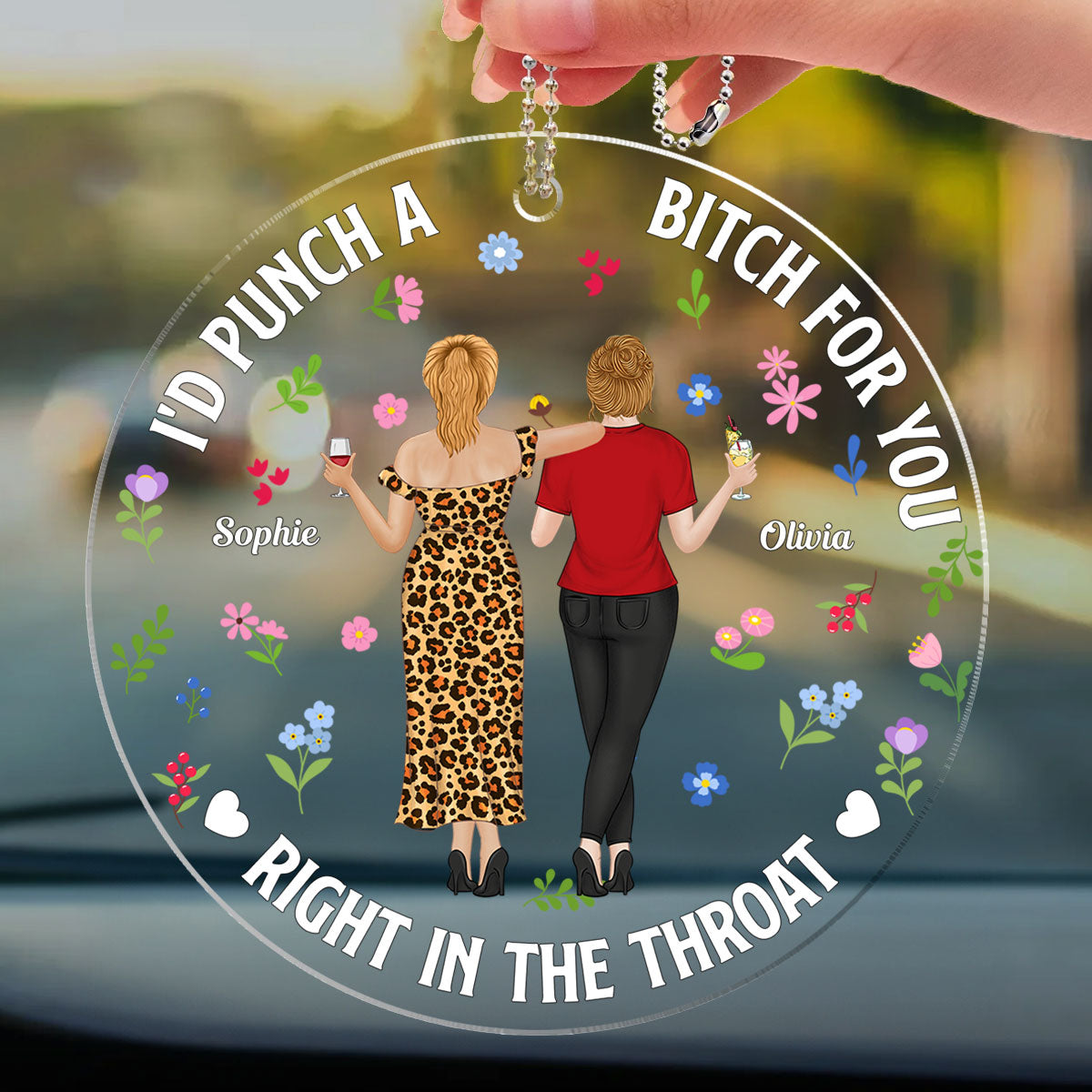 Punch Bitch Besties - Personalized Car Ornament