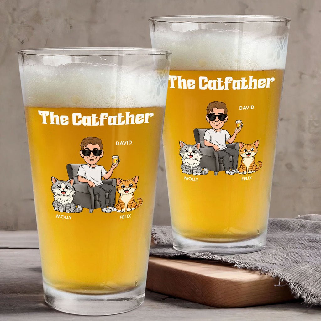 The Retro Catfather - Personalized Beer Glass