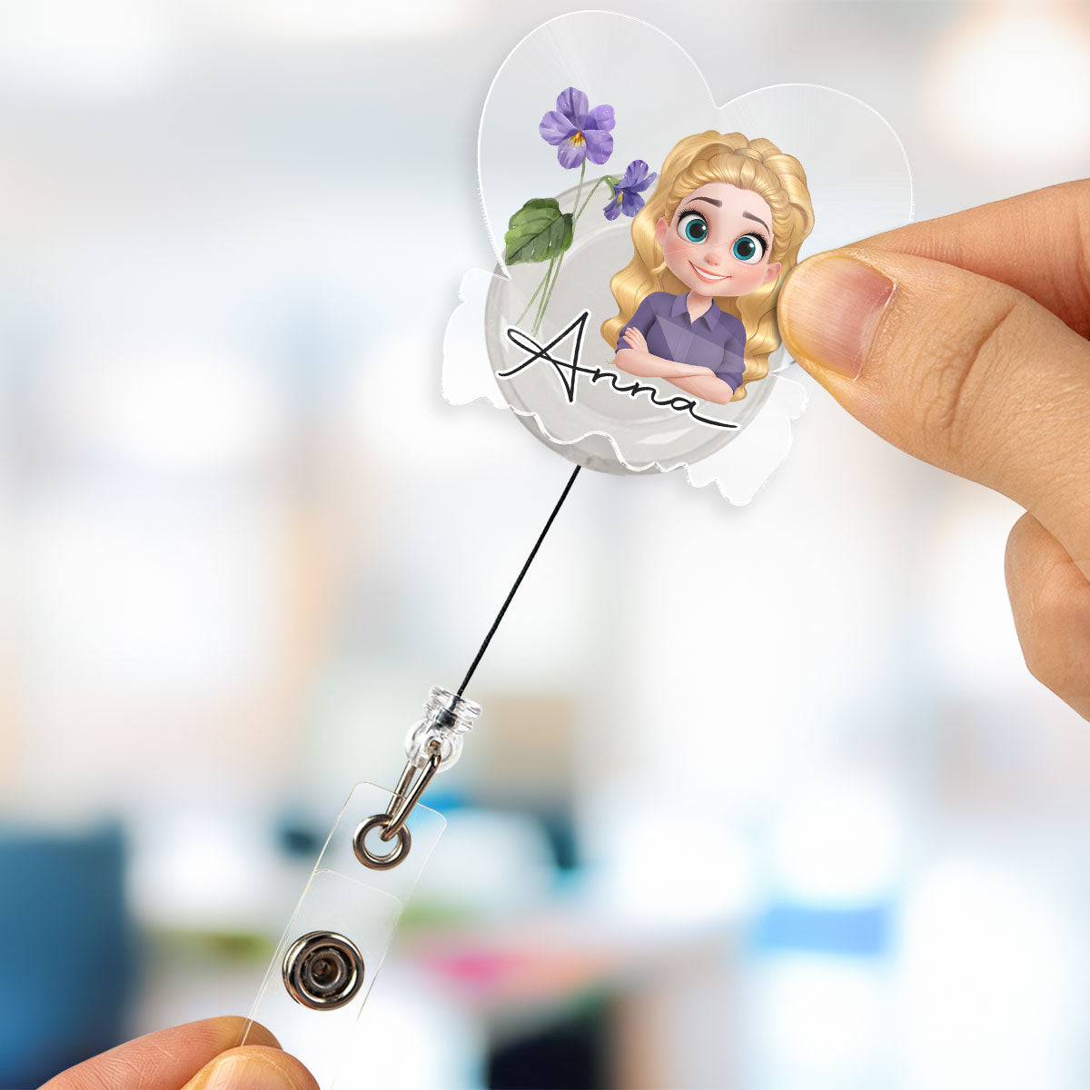 Custom ID Holder Gifts For Coworker, For Boss, Office Gift With Name • You Are Beautiful Flower - Personalized Acrylic Badge Reel