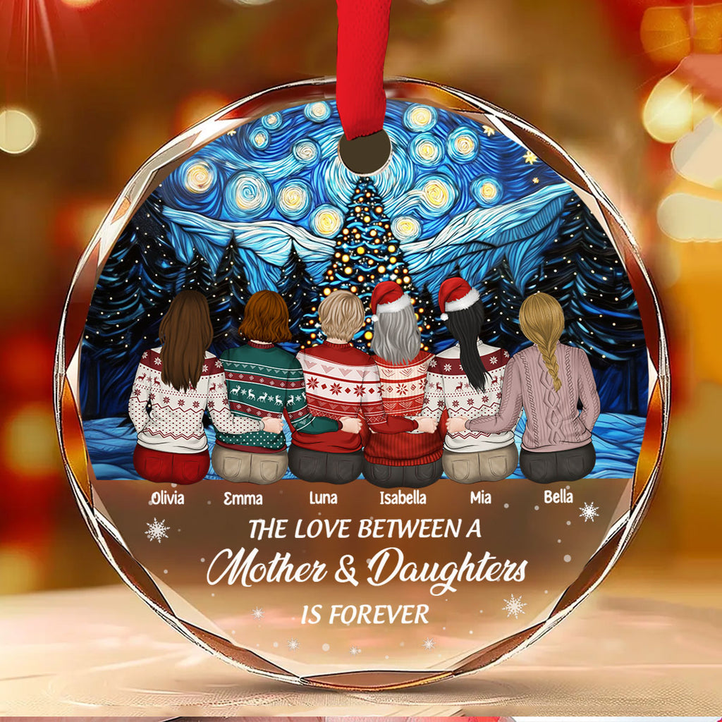 Custom Family Ornament, Christmas Gift for Family Members •  Linked Forever - Personalized Glass Ornament
