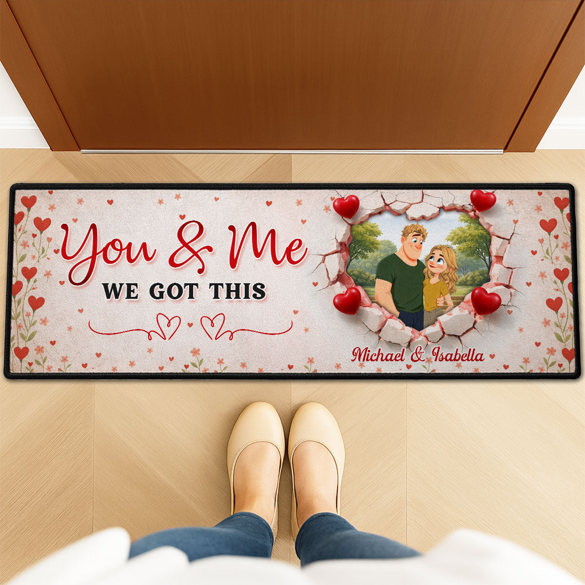 Custom Couple Rug, Anniversary Housewarming Gift For Wife Husband • You And Me We Got This - Personalized Runner Rug