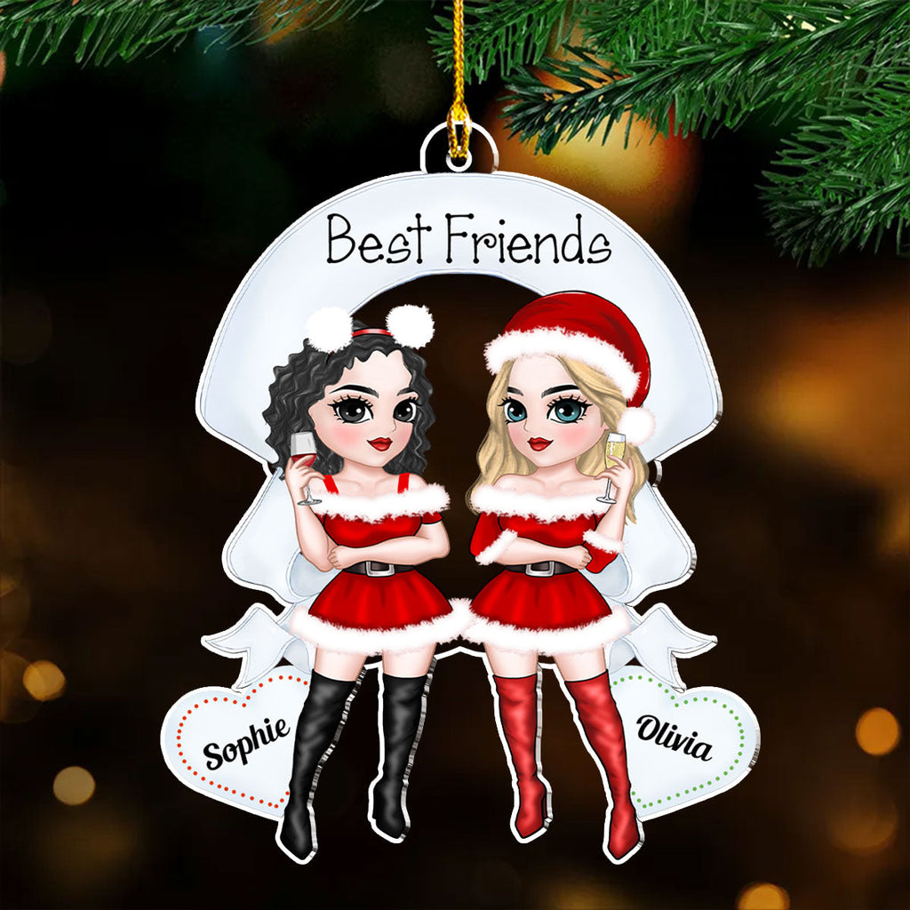 Custom Friendship Christmas Ornament, Best Friend Gift •  Best Friends Forever Christmas - Personalized Acrylic Ornament