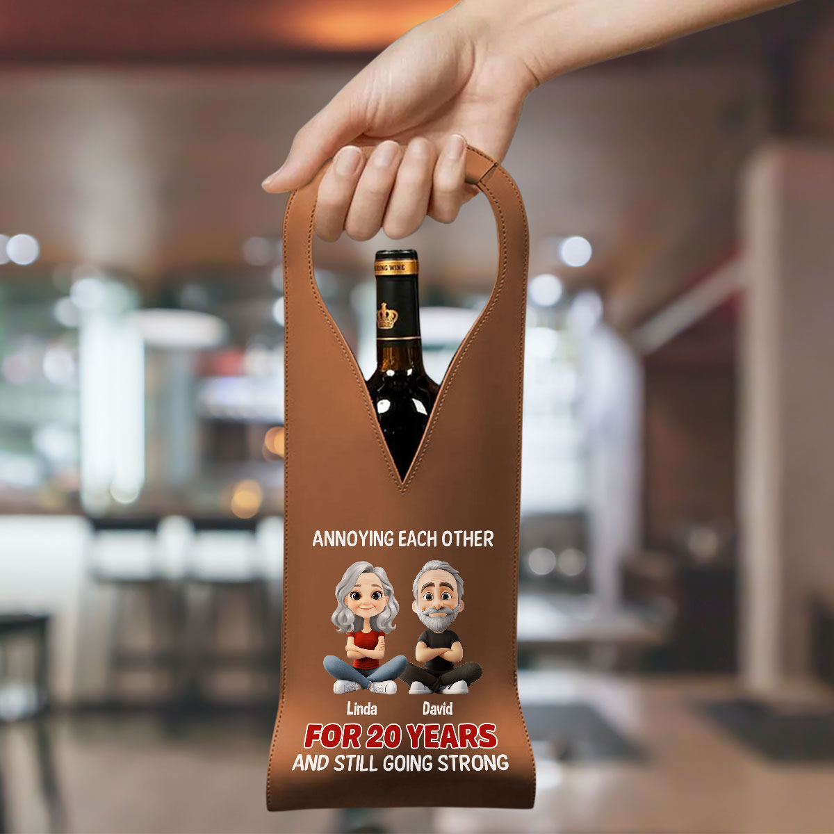 Annoying Each Other Since Day One - Personalized Leather Wine Bag