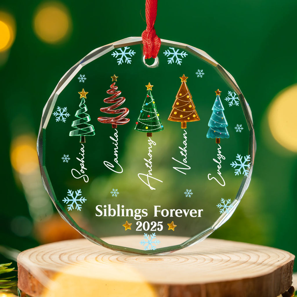 Custom Friendship Christmas Ornament, Best Friend Gift •  Frosty Friendship - Personalized Glass Ornament