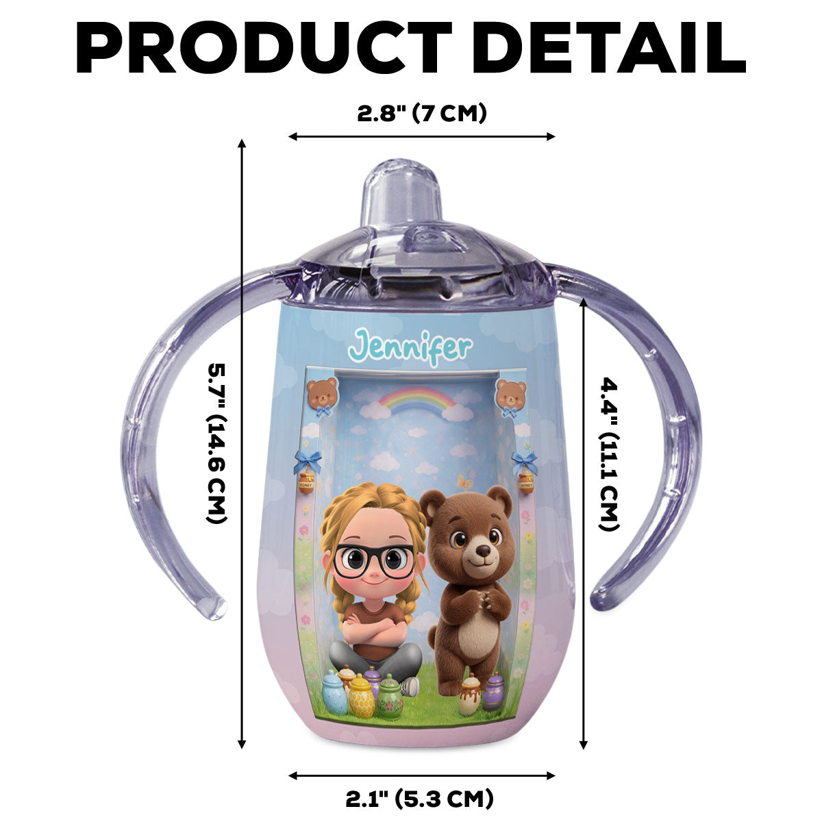 Baby And Bear - Personalized Sippy Cup With Handles