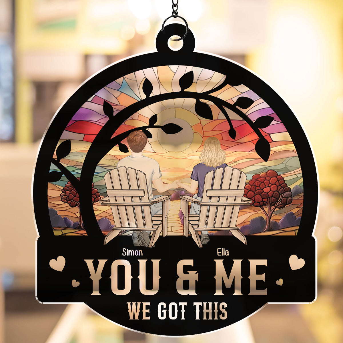 Custom Couple Hanging Decor, Anniversary Valentine's Day Gifts • You & Me We Got This Ver 2 - Personalized 1 Layer Suncatcher