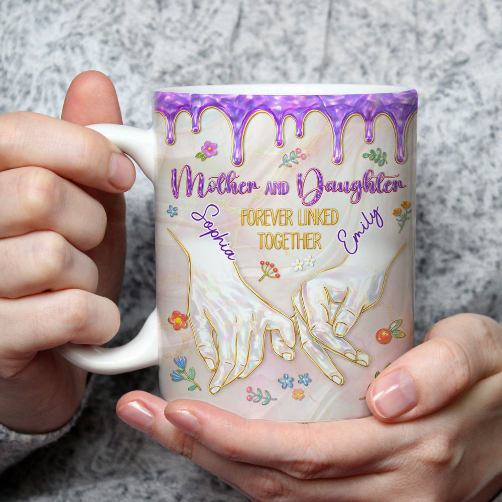 Custom Mother's Day Gift for Mom & Grandma • Forever Linked Together - Personalized 3D Inflated Effect Mug