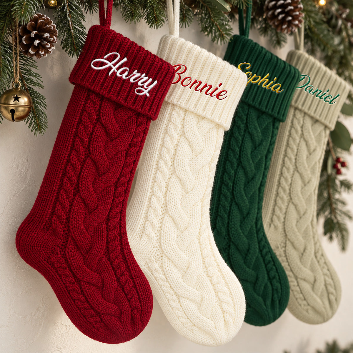 Lovely Family - Personalized Embroidered Knitted Christmas Stocking