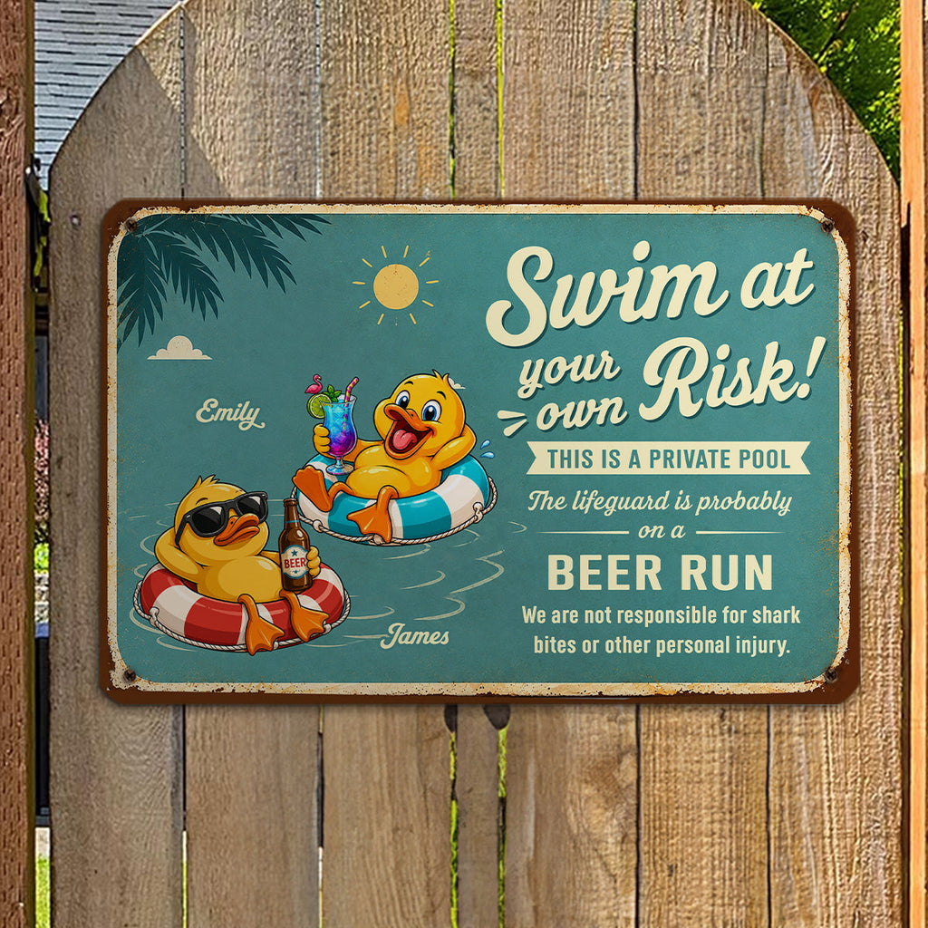 Custom Family Summer Backyard, Patio & Porch Decor • Stay Cool Drink Colder Things - Personalized Metal Sign