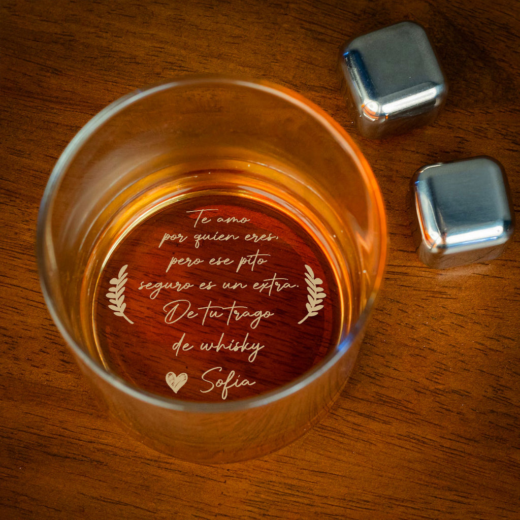 Custom Christmas Anniversary Birthday Drinkware Gifts for Husband • Contigo Placer Garantizado - Vaso de Whisky Grabado Personalizado