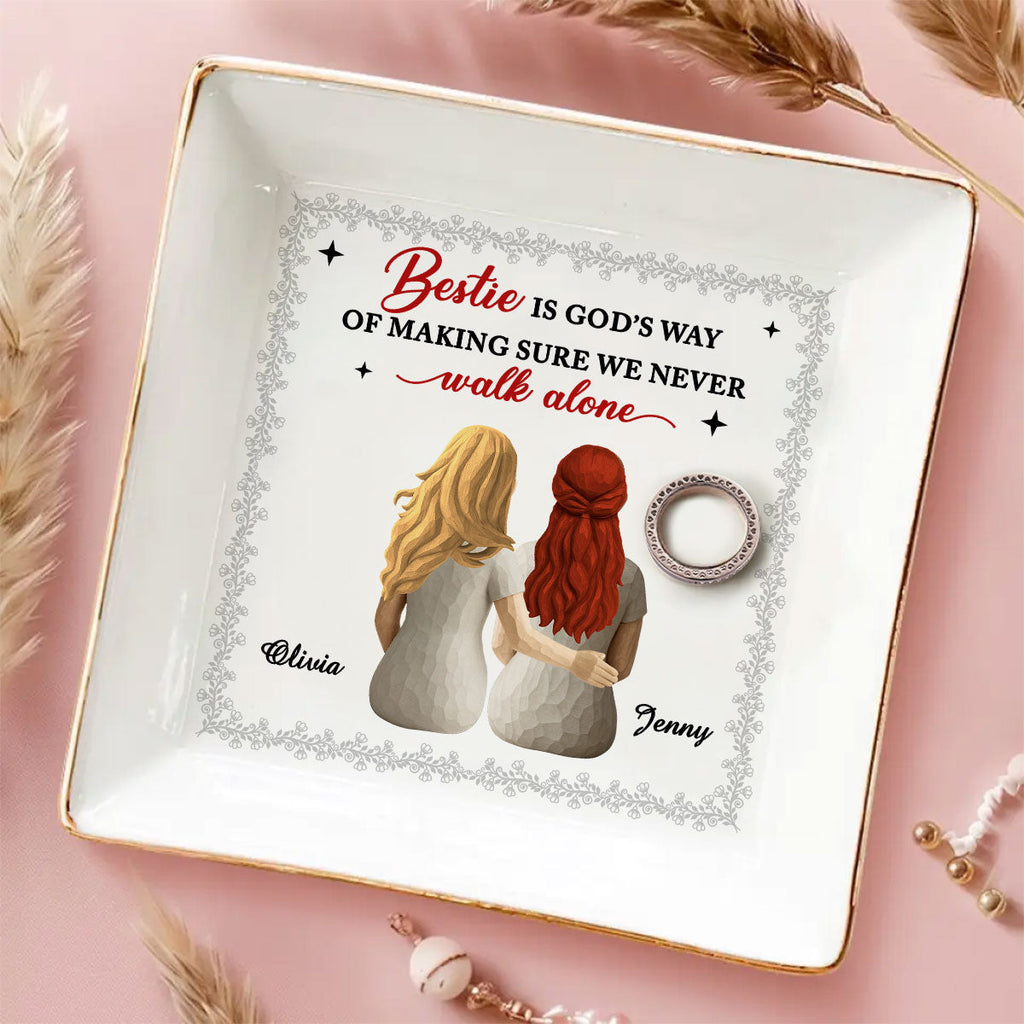 Custom Bestie Trinket Dish, Birthday Christmas Gift For Best Friend • Wooden Bestie Forever - Personalized Jewelry Dish