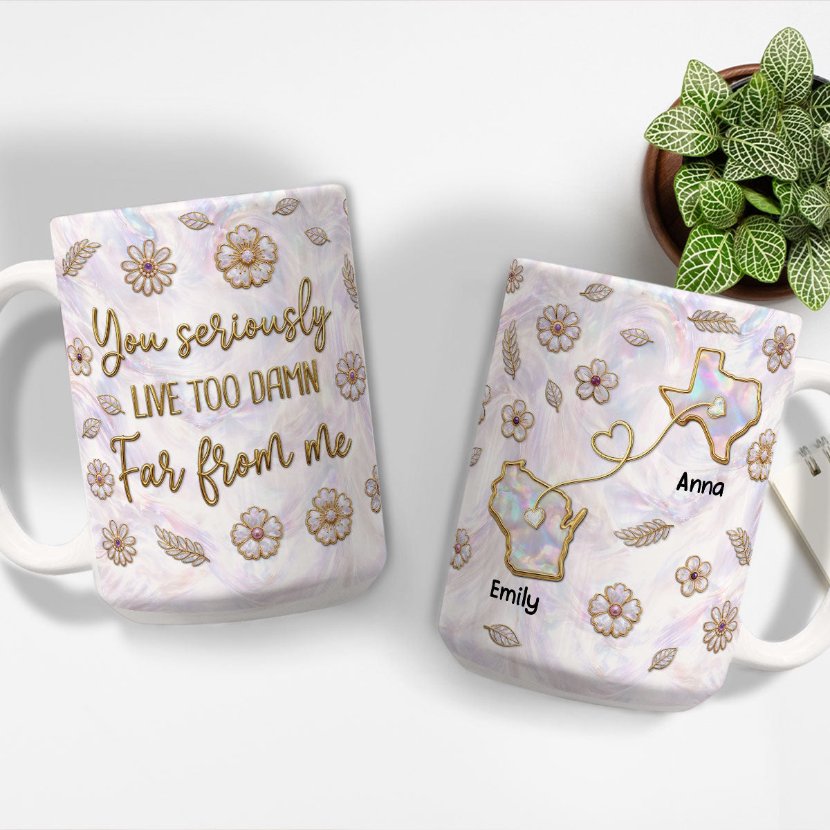 Custom Best Friend, Christmas & Birthday Friendship Keepsake Gift • So Far From Me - Personalized 3D Inflated Effect Mug