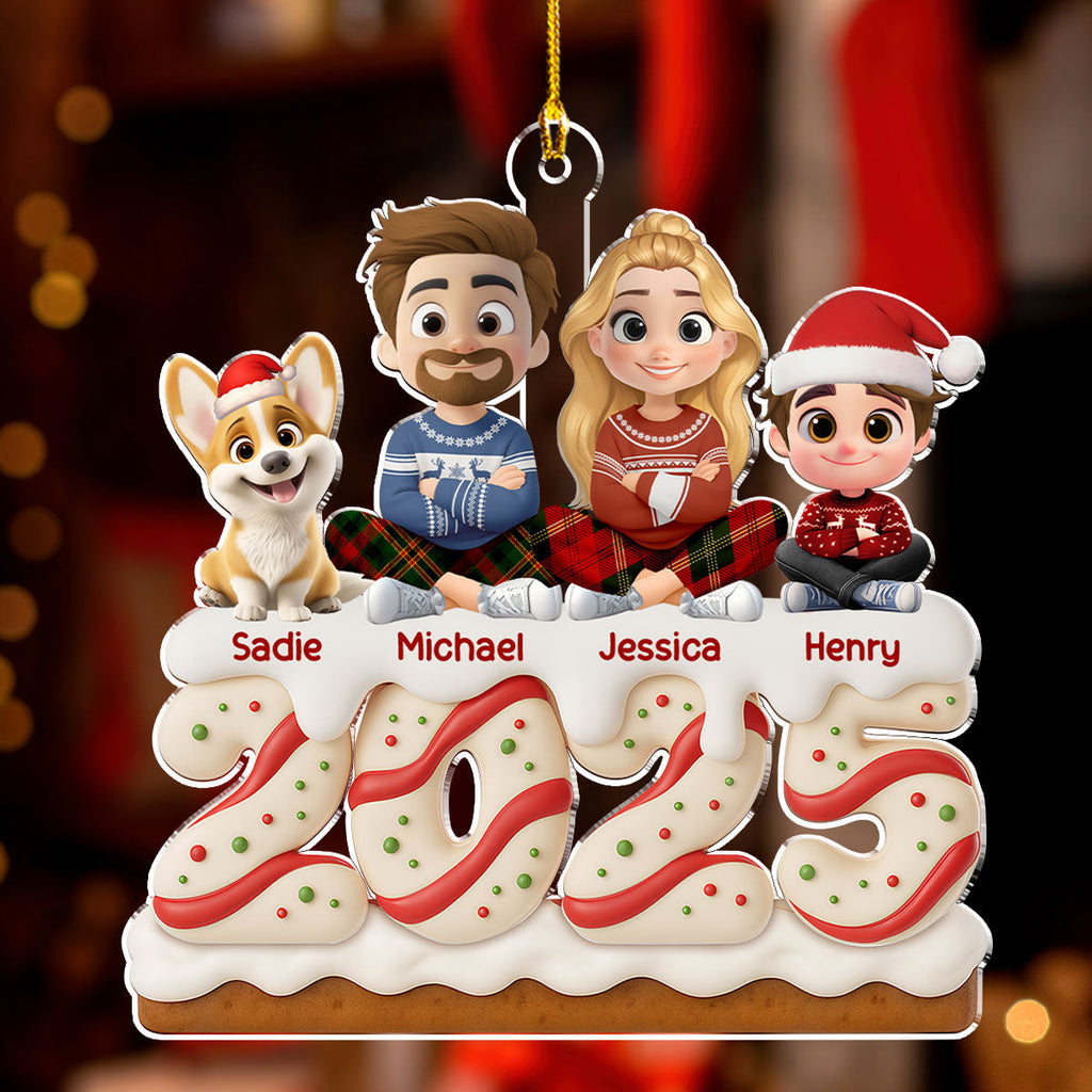 Custom Family Ornament, Christmas Gift for Family Members •  Family Christmas Tree Cake Version 2 - Personalized Acrylic Ornament