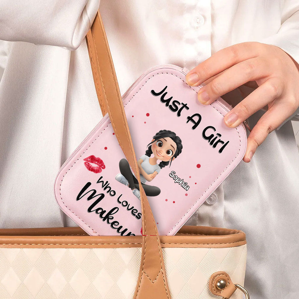 Just A Girl Who Loves Makeup - Personalized Jewelry Box With LED Mirror