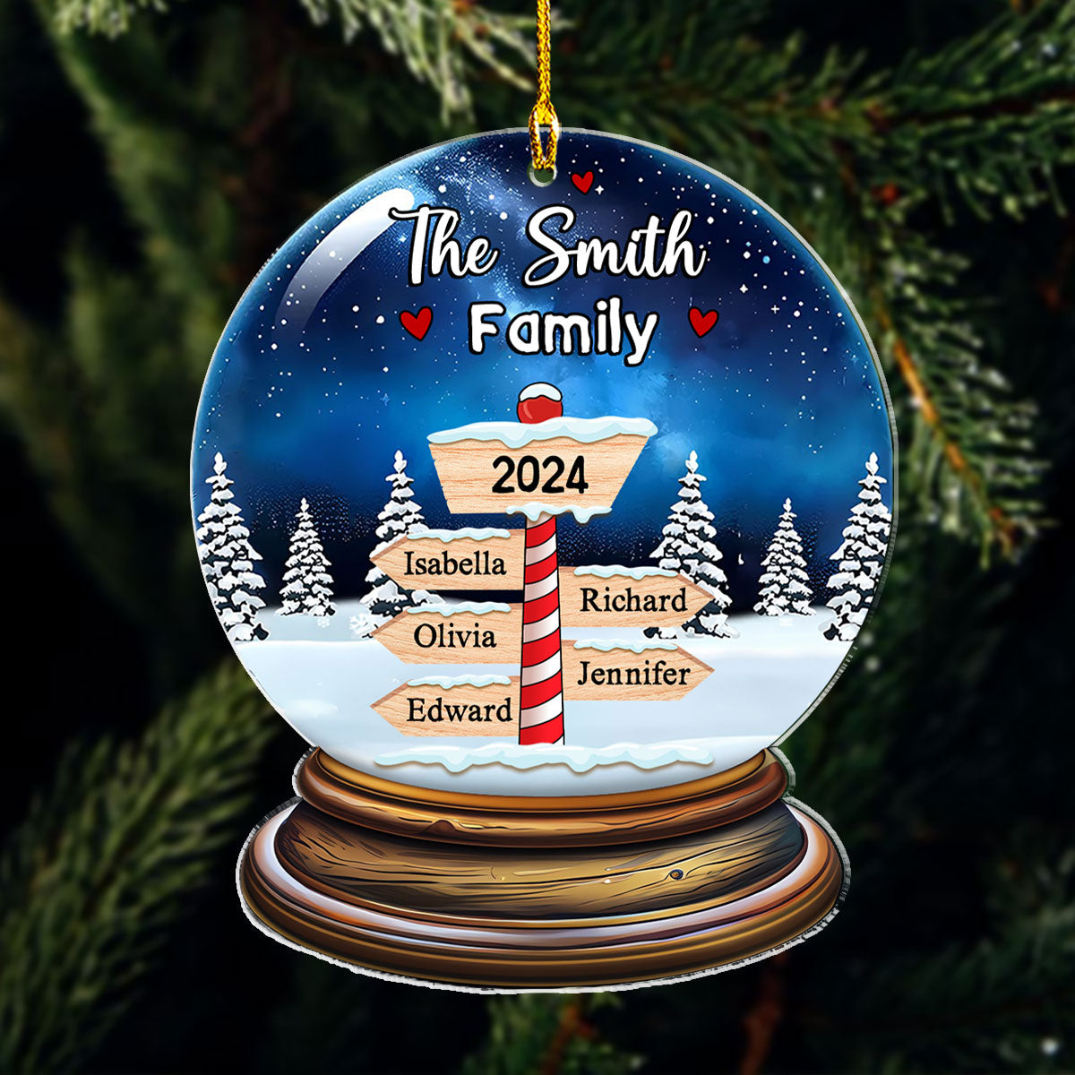 Custom Family Ornament, Christmas Gift for Family Members •  Snow Family - Personalized Acrylic Ornament
