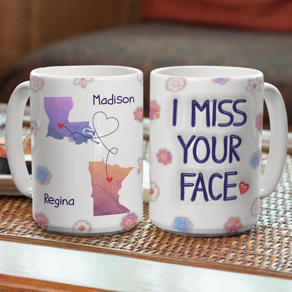 Custom Best Friend, Christmas & Birthday Friendship Keepsake Gift • Long Distance State Besties - Personalized 3D Inflated Effect Mug