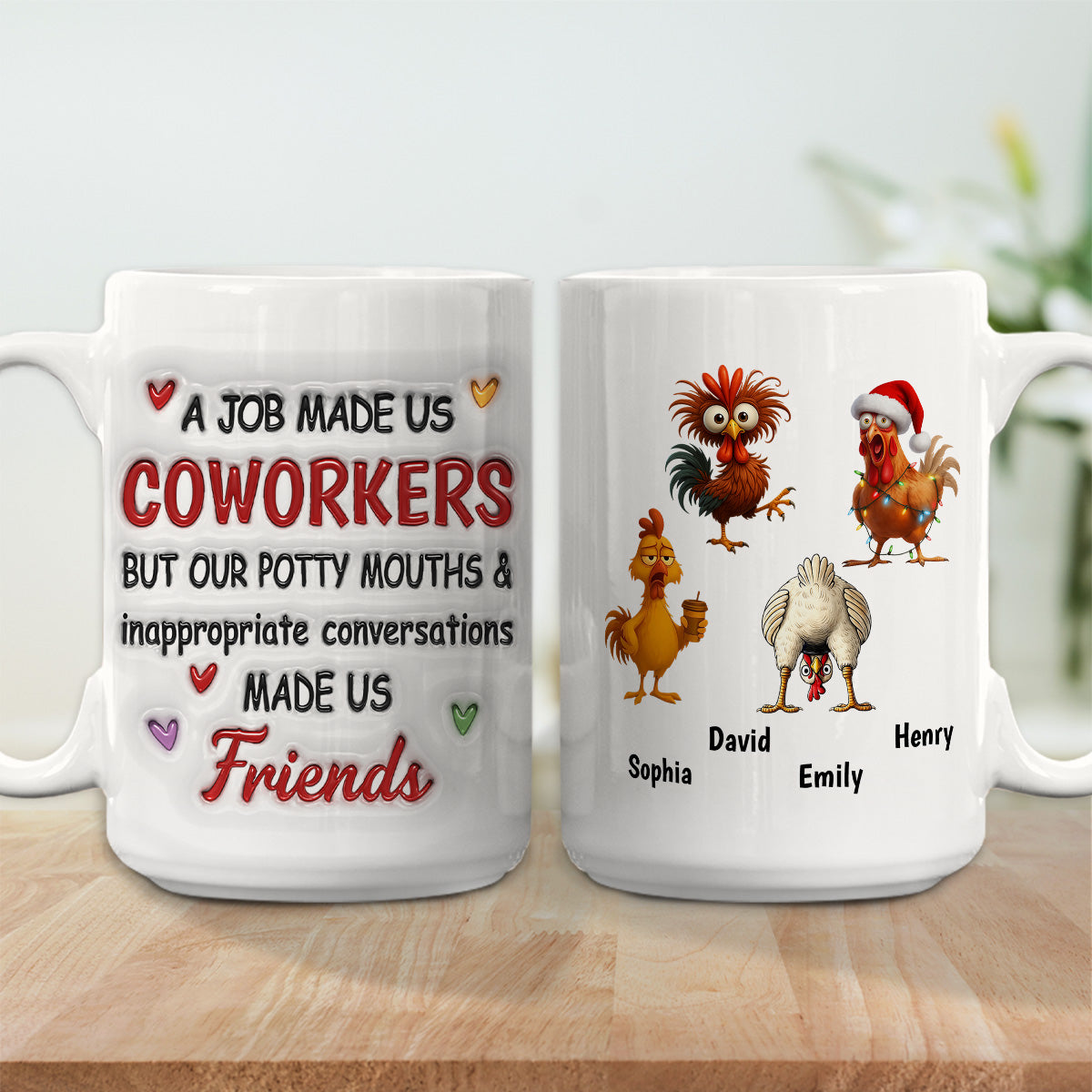 Custom Coworker, Christmas & Birthday Team Appreciation Gift • Office Laughter Makes Us Friends - Personalized 3D Inflated Effect Mug