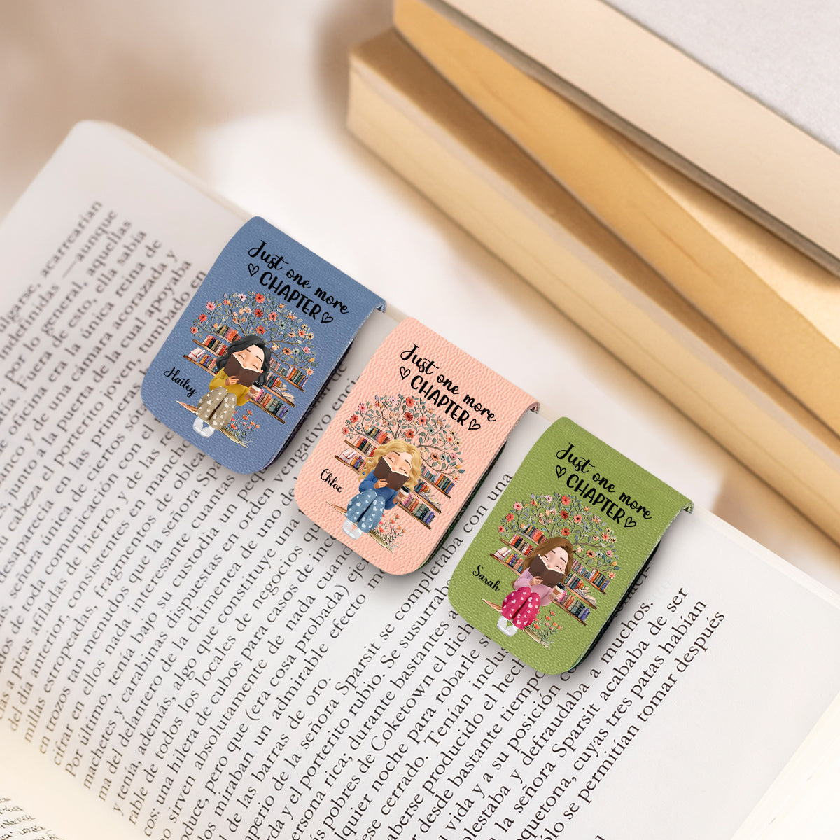 Custom Christmas Birthday Bookish Gifts For Book Lovers, Bookworms • I Promise Just One More - Personalized Leather Bookmark