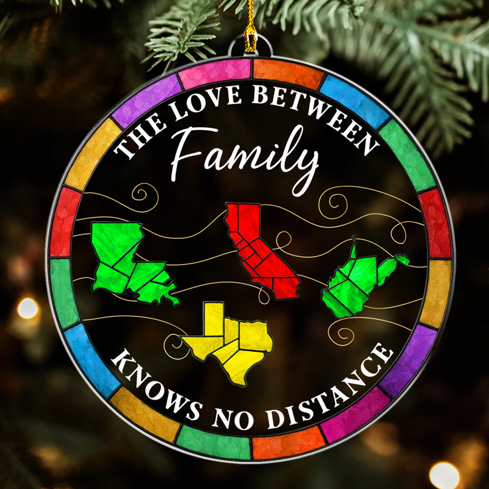 Custom Family Christmas Ornament for Long Distance Families •  Long Distance Love - Personalized Acrylic Ornament