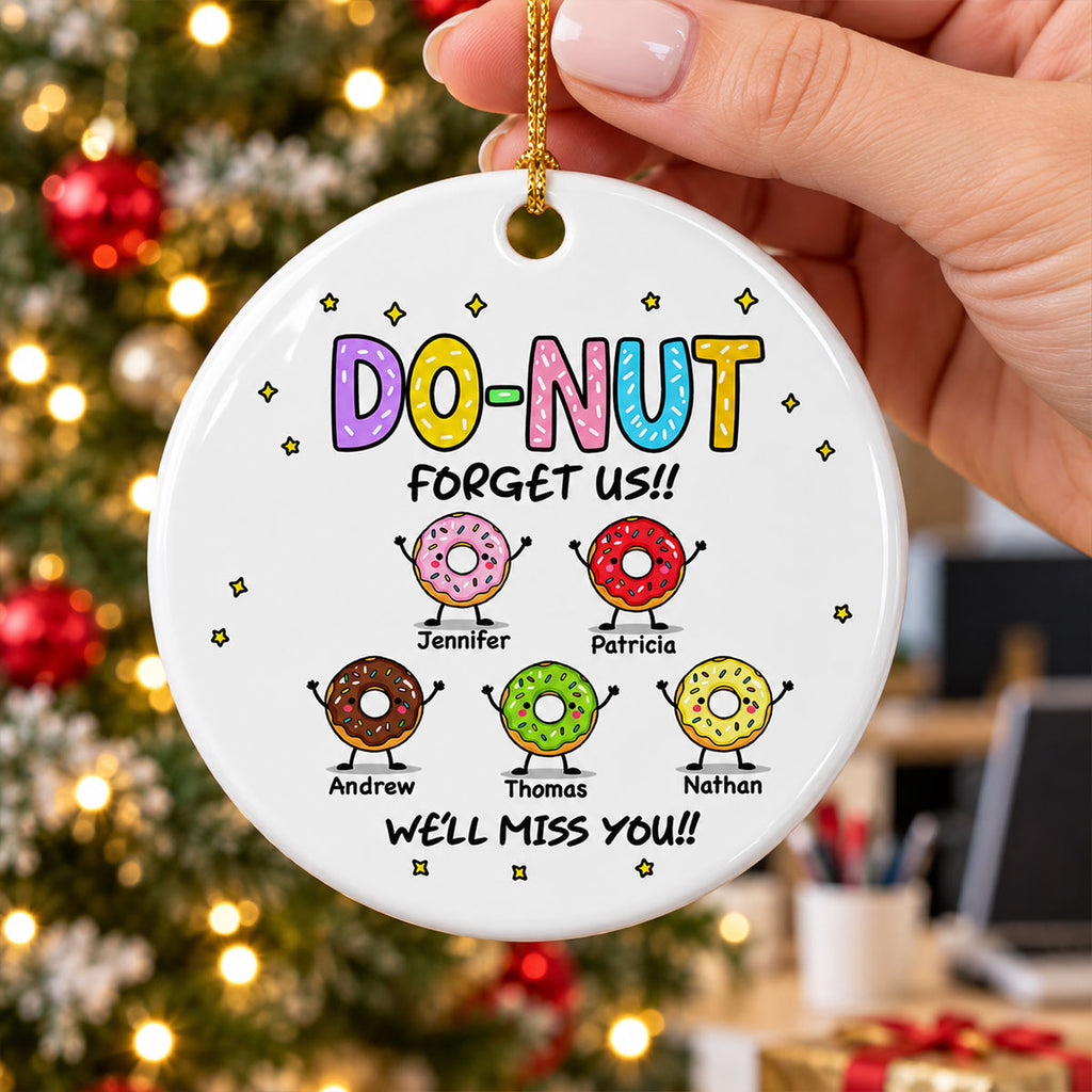 Custom Coworker Christmas Ornament, Team Appreciation Gift •  Donut Forget Us - Personalized Ceramic Ornament