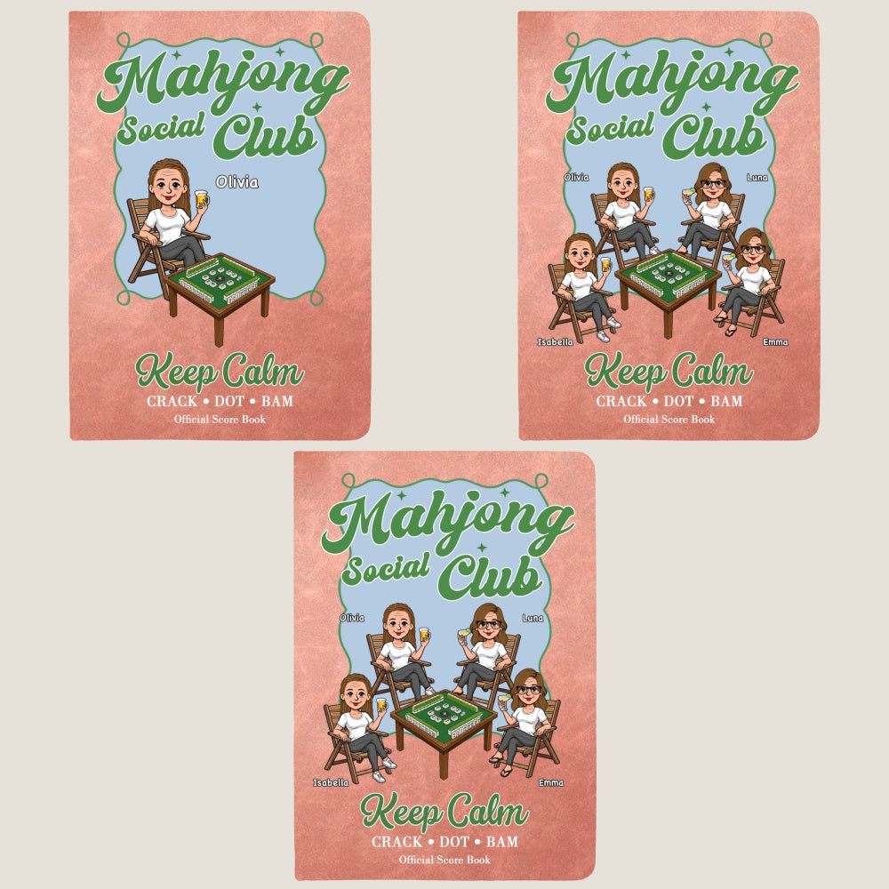 Custom Mahjong Score Keeper For Women Players • Mahjong Is My Happy Hour - Personalized Leather Journal