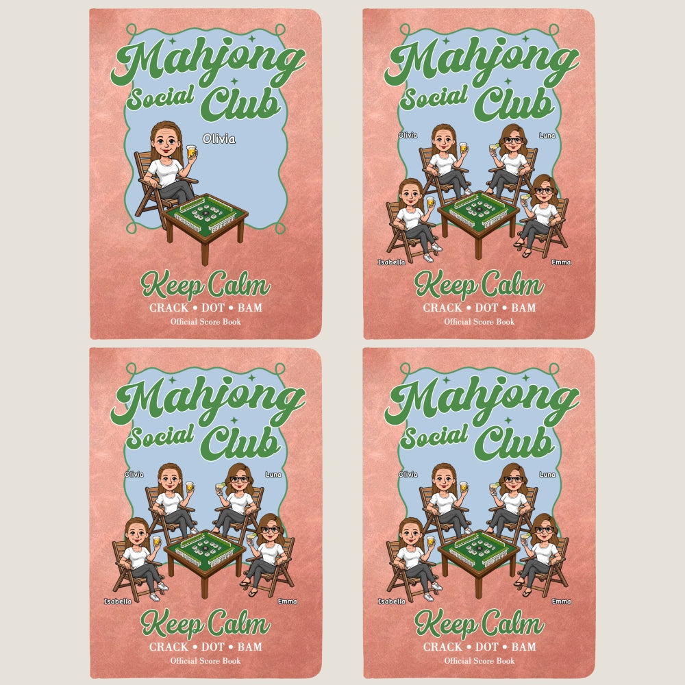 Custom Mahjong Score Keeper For Women Players • Mahjong Is My Happy Hour - Personalized Leather Journal