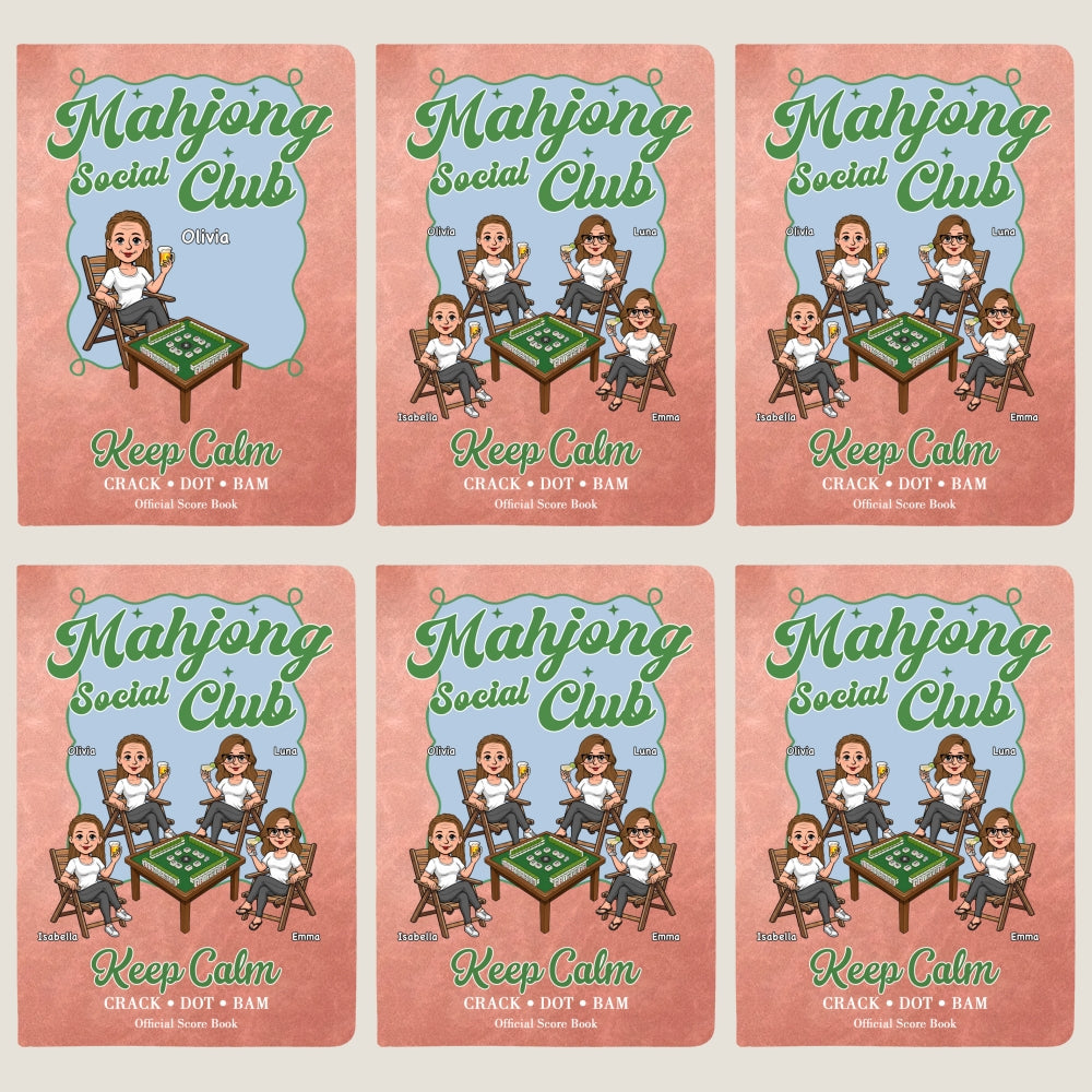 Custom Mahjong Score Keeper For Women Players • Mahjong Is My Happy Hour - Personalized Leather Journal