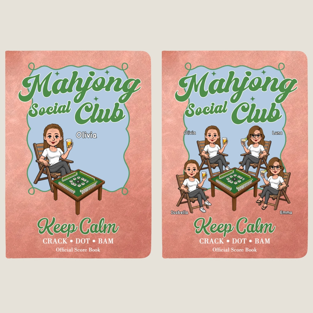 Custom Mahjong Score Keeper For Women Players • Mahjong Is My Happy Hour - Personalized Leather Journal