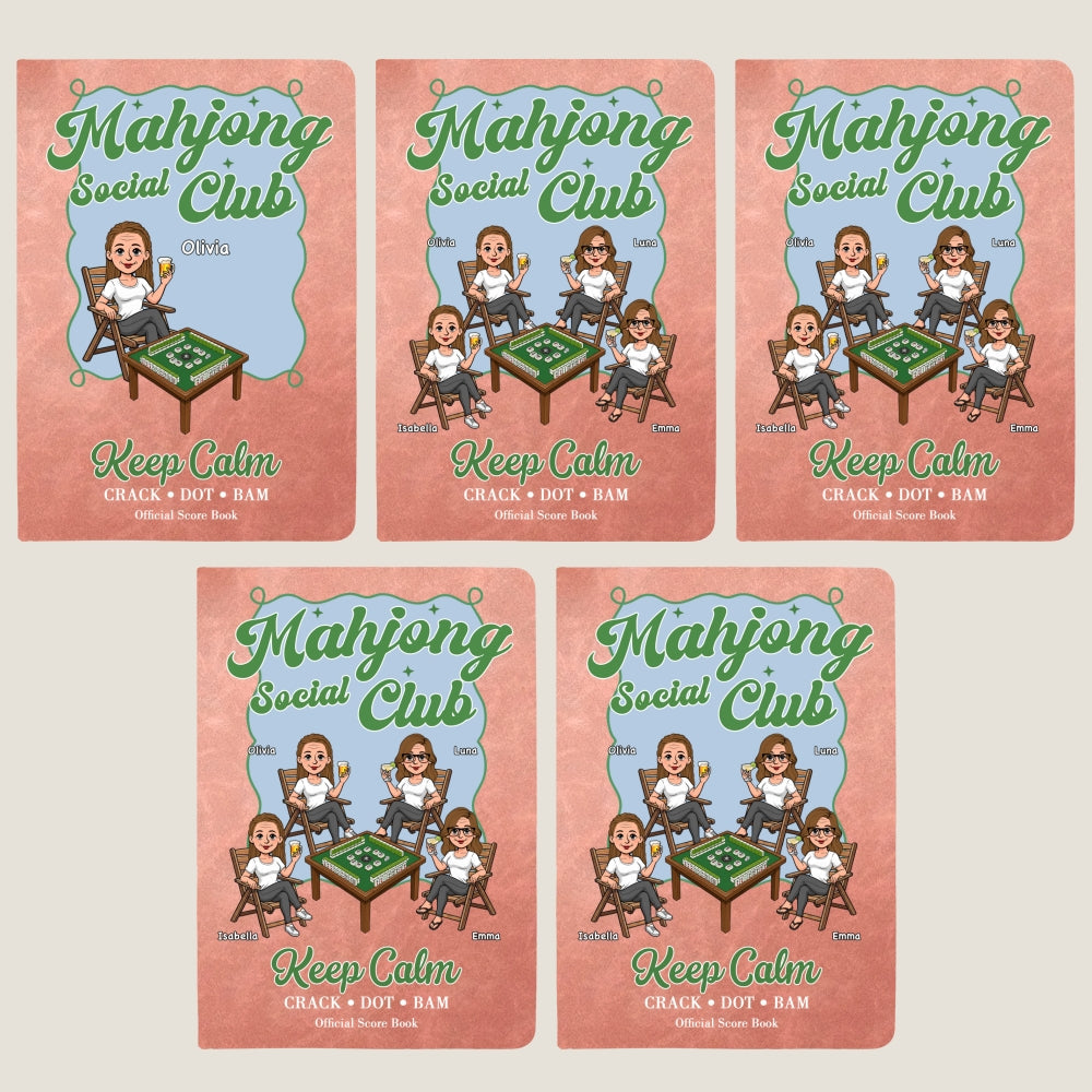 Custom Mahjong Score Keeper For Women Players • Mahjong Is My Happy Hour - Personalized Leather Journal