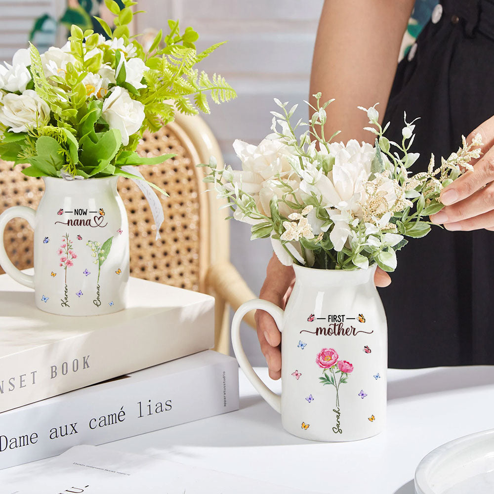 First Mom Now Grandma - Personalized Flower Vase