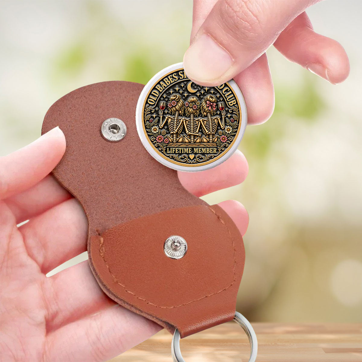 Custom Besties Coin Keychain, Friendship Birthday Gifts • Same Girls Same Crazy Stories - Personalized 3D Printing Pocket Hug